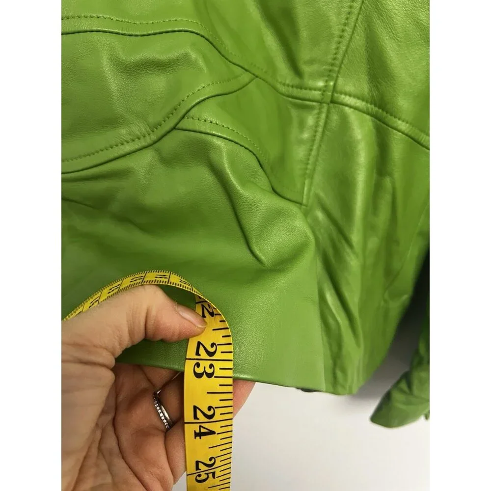 Susan Bristol Vintage Genuine Green Soft Leather Blazer Jacket Sz 10 - Picture 10 of 11